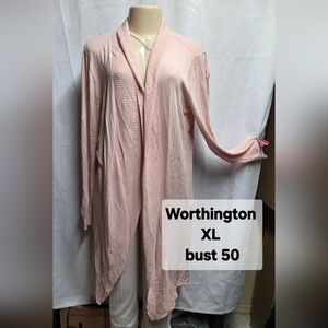 Worthington Light Pink Open Cardigan XL
